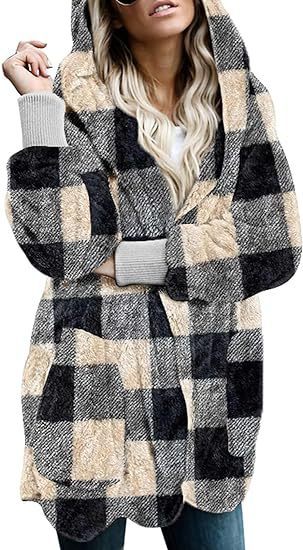 Manteau à carreaux pour femmes, épais et tendance