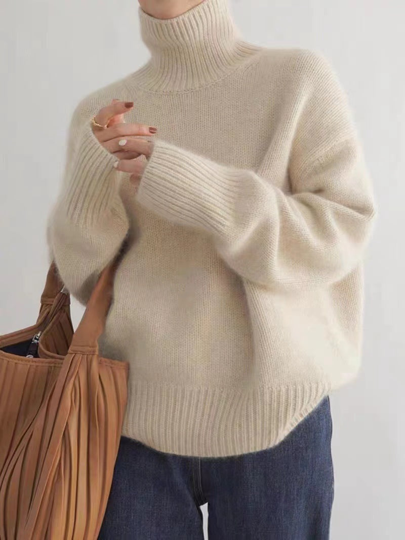 Pull Col Roulé Oversize en Cachemire
