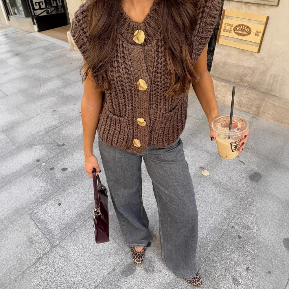 Gilet LYNA – Maille Épaisse Sans Manches, Élégance Naturelle