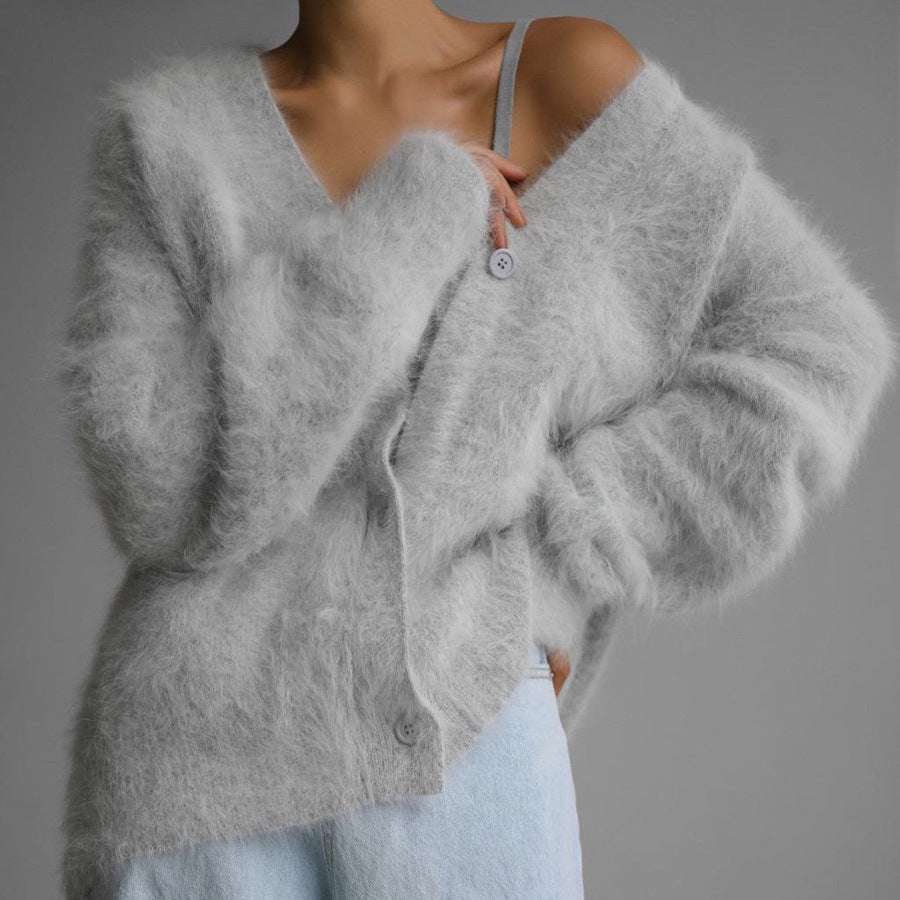Gilet Femme Col V Boutonné – Automne/Hiver