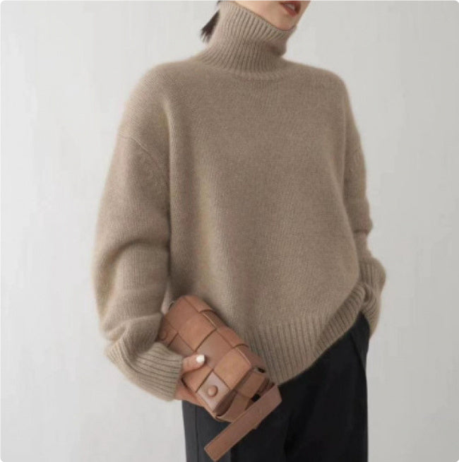 Pull Col Roulé Oversize en Cachemire