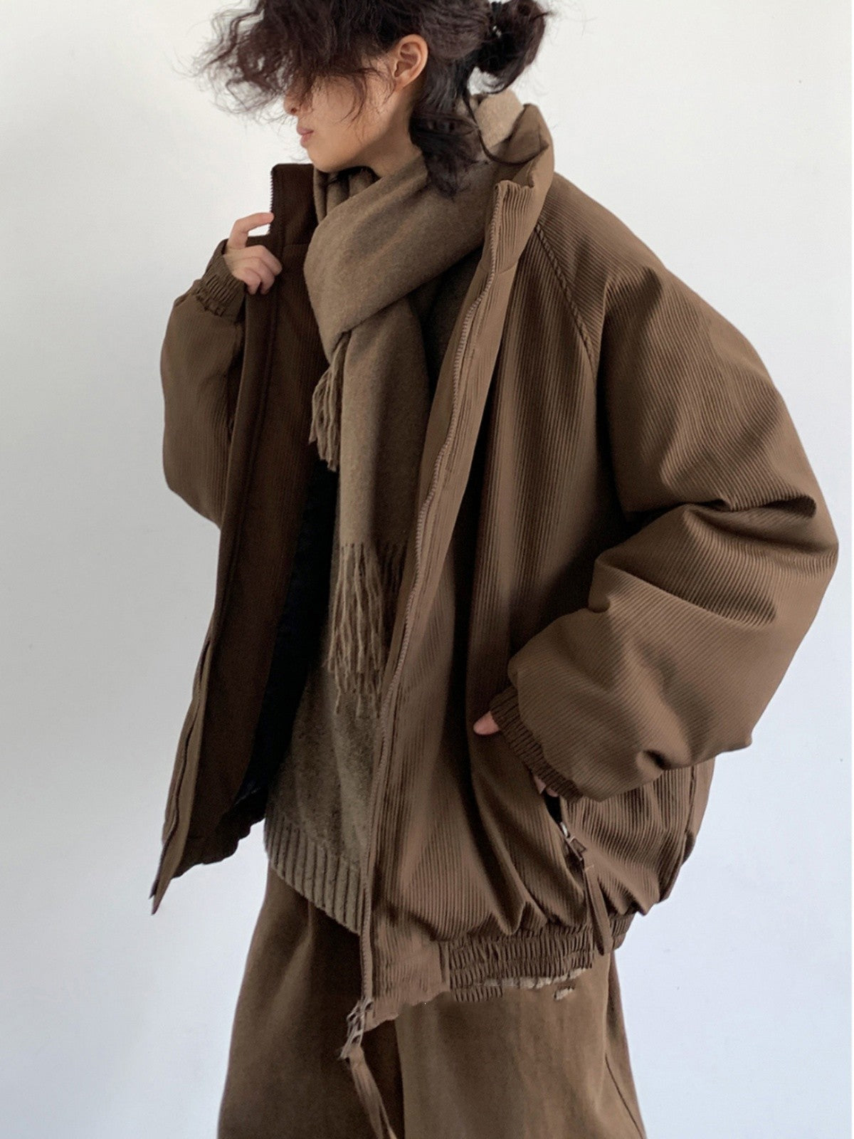 Manteau Matelassé à Rayures – Chic Rétro & Confortable