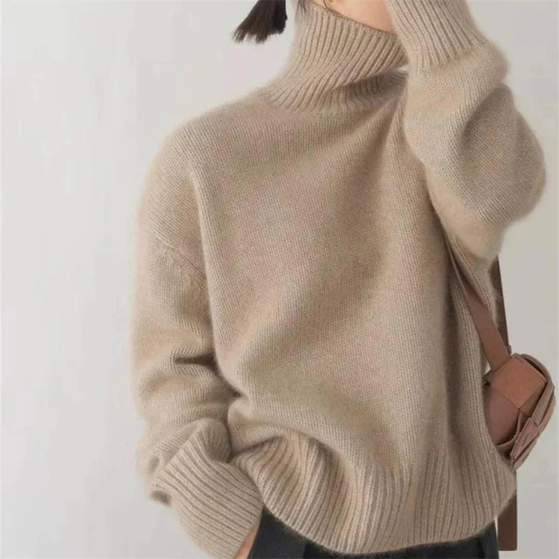 Pull Col Roulé Oversize en Cachemire