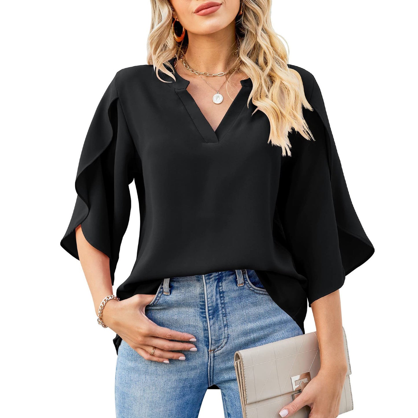 Top Femme Élégant à Manches Florales – Décontracté & Stylé