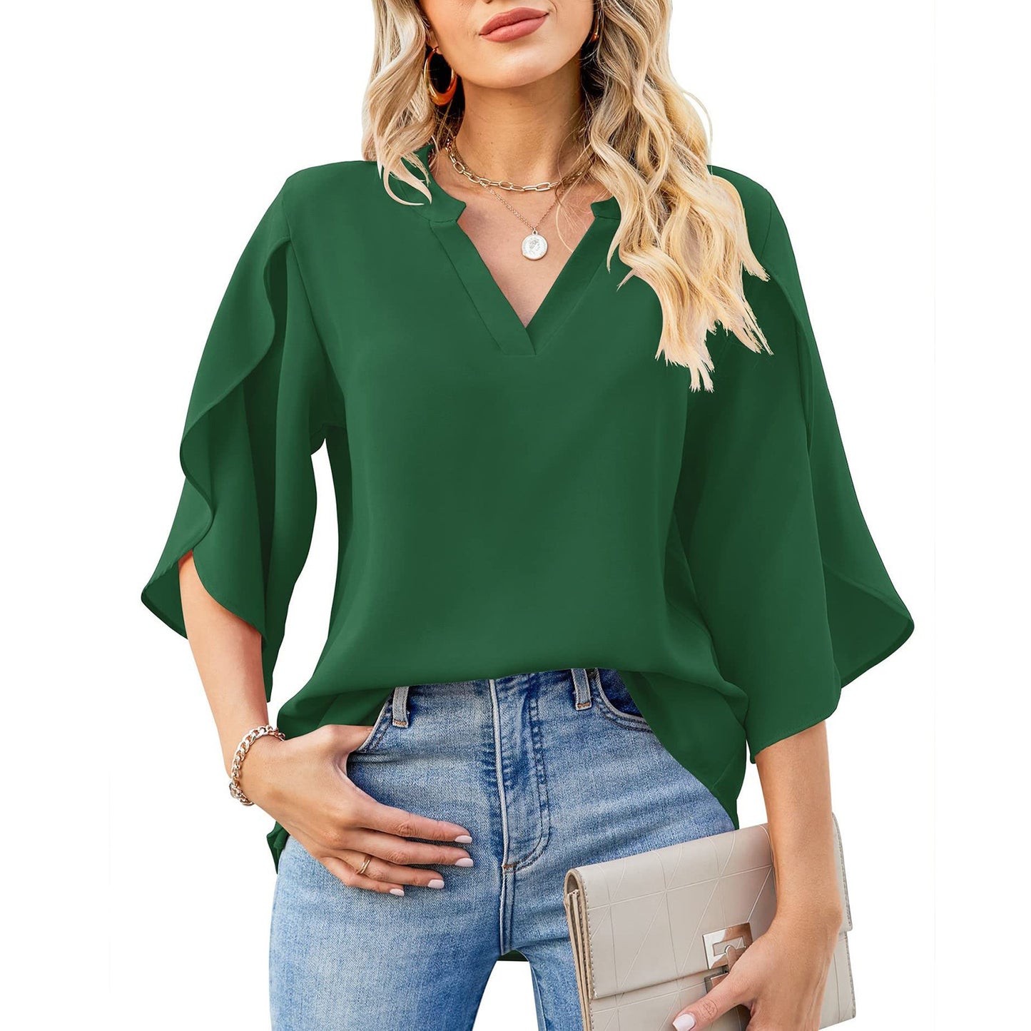 Top Femme Élégant à Manches Florales – Décontracté & Stylé