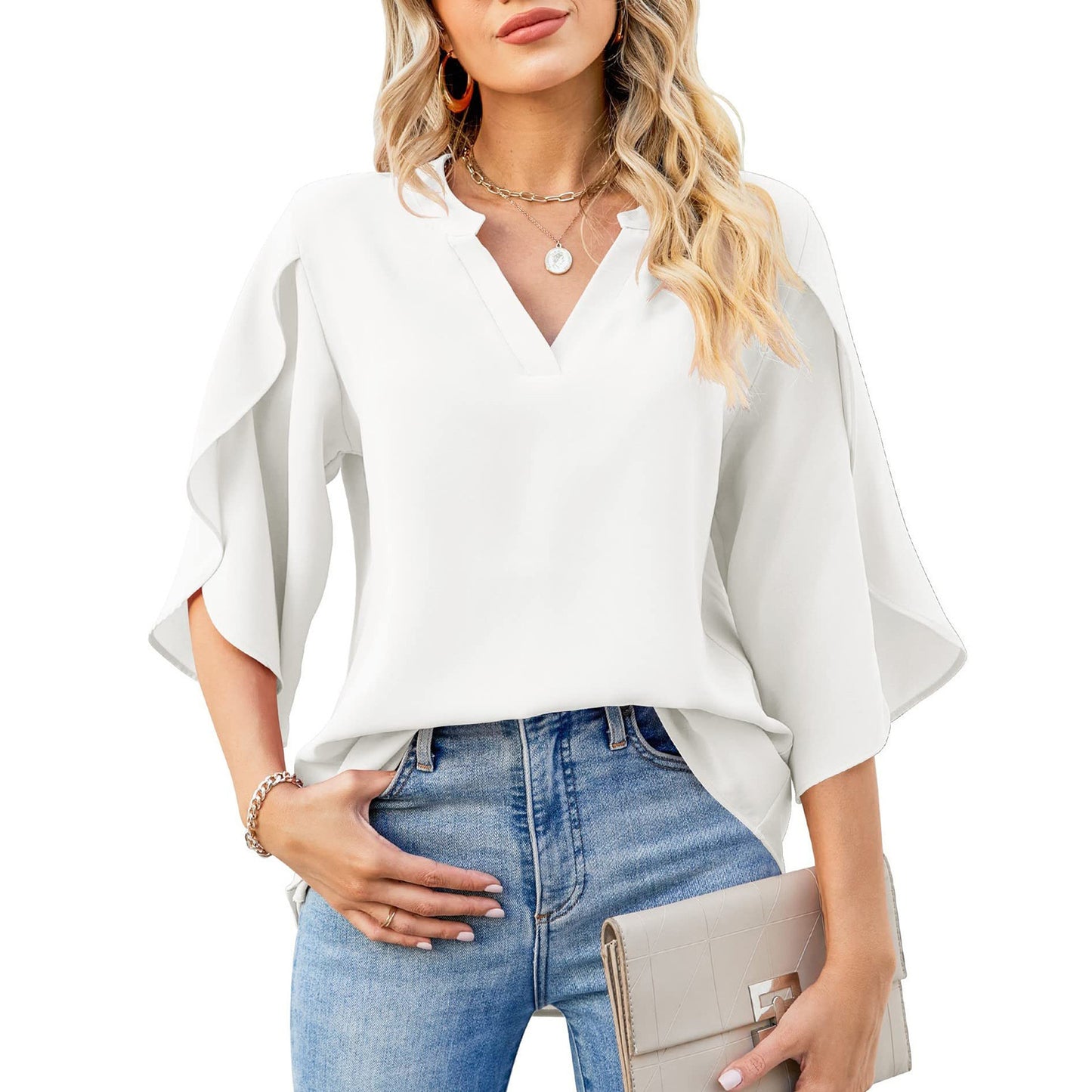 Top Femme Élégant à Manches Florales – Décontracté & Stylé
