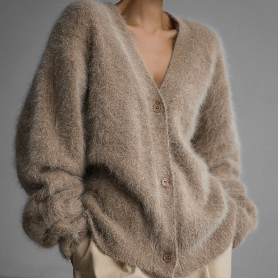 Gilet Femme Col V Boutonné – Automne/Hiver