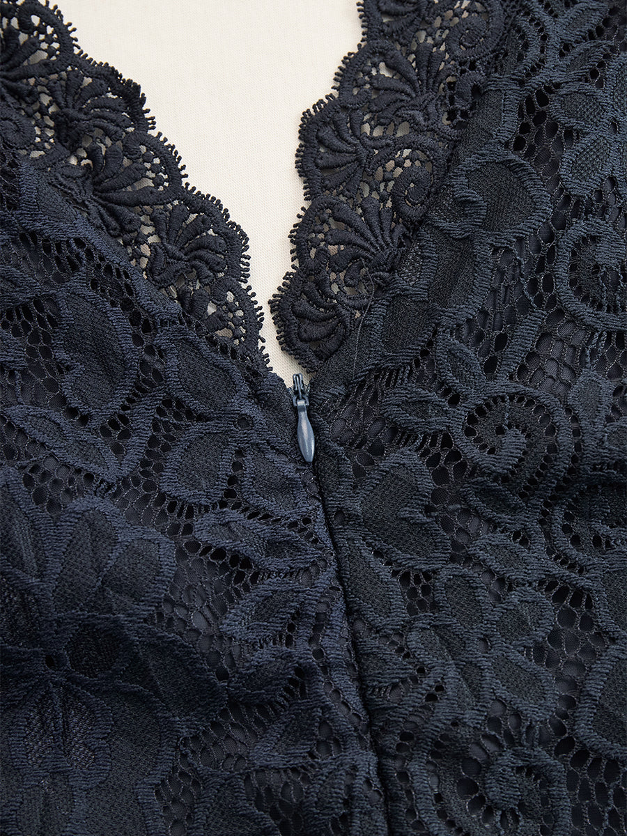 Robe Midi Femme Sans Manches Dentelle Haute Qualité Ceinturée Coupe Ample Vintage Bohème Bleue – Bohème Dentelle