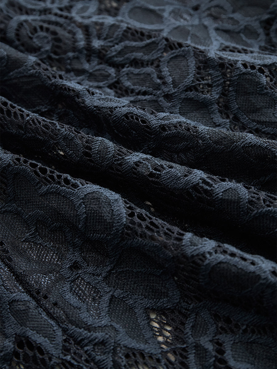 Robe Midi Femme Sans Manches Dentelle Haute Qualité Ceinturée Coupe Ample Vintage Bohème Bleue – Bohème Dentelle