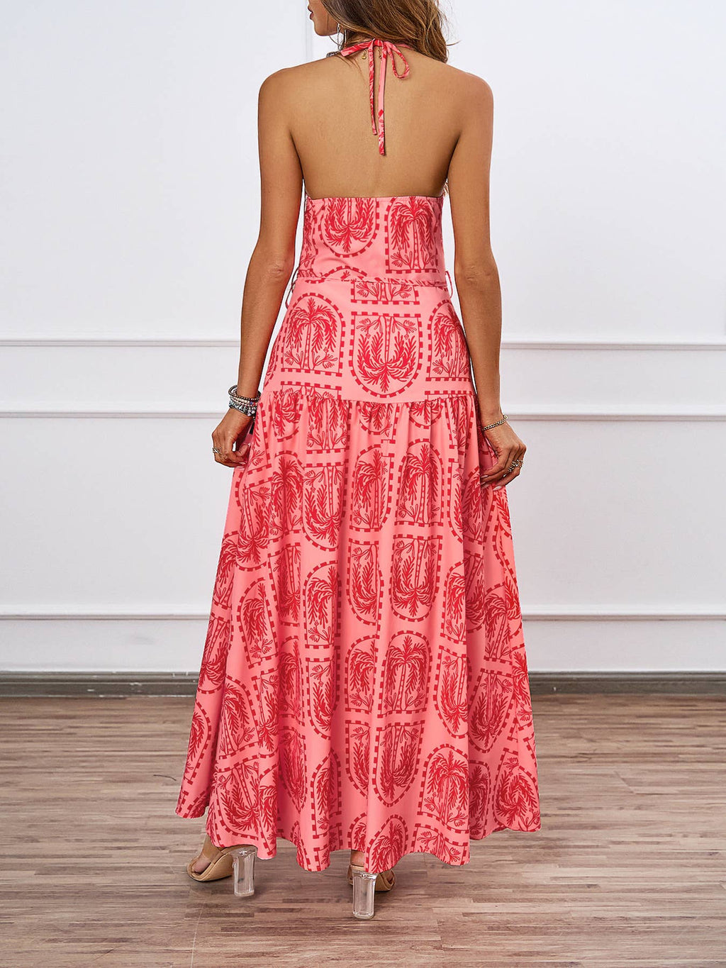 Long Backless Printed Beach Dress – Maya