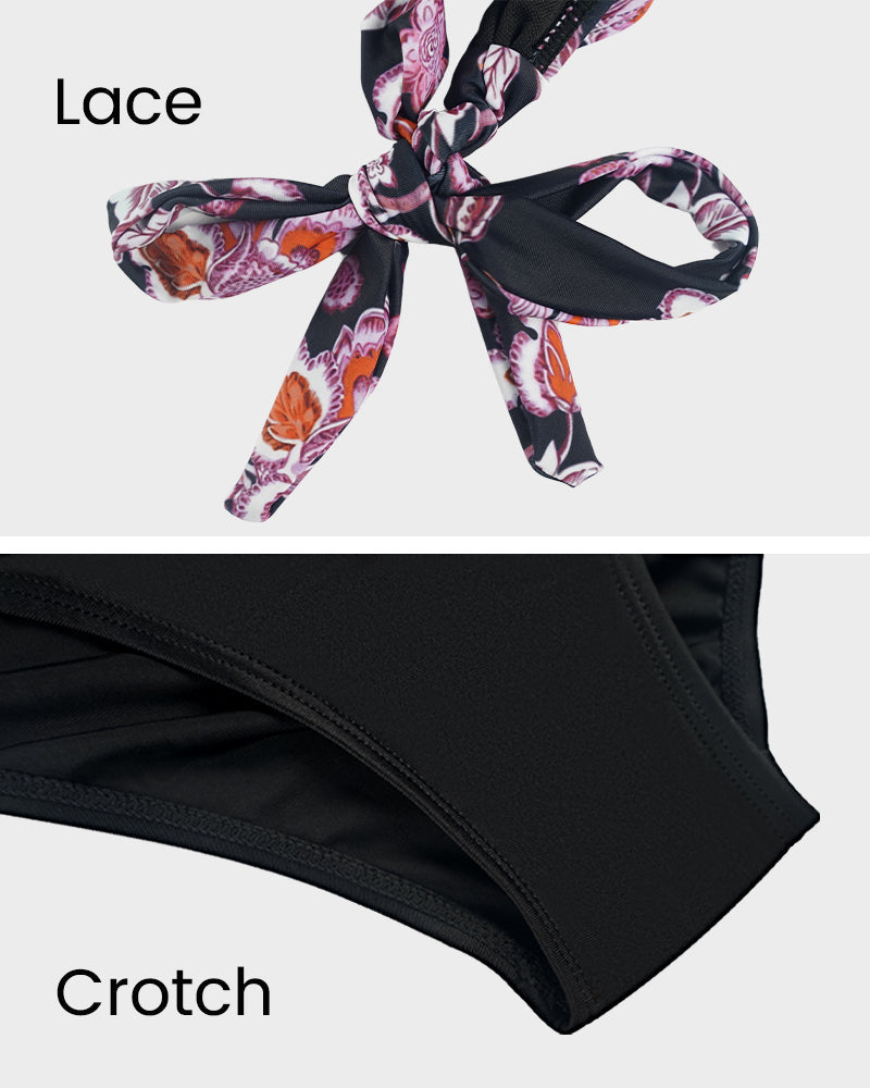 Costume da bagno intero con schiena scoperta, collo allacciato al collo e scollatura a V profonda