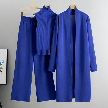 Ensemble 3 Pièces Femme – Cardigan Long, Gilet Sans Manches & Pantalon Large