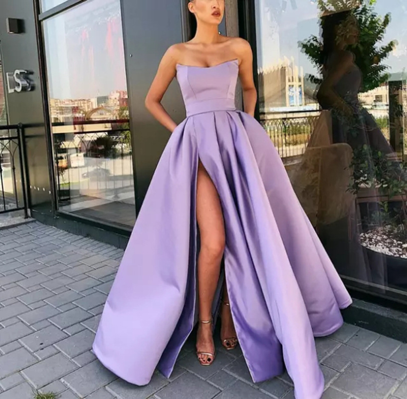 Robe Longue de Soirée sans Bretelles – Coupe Évasée