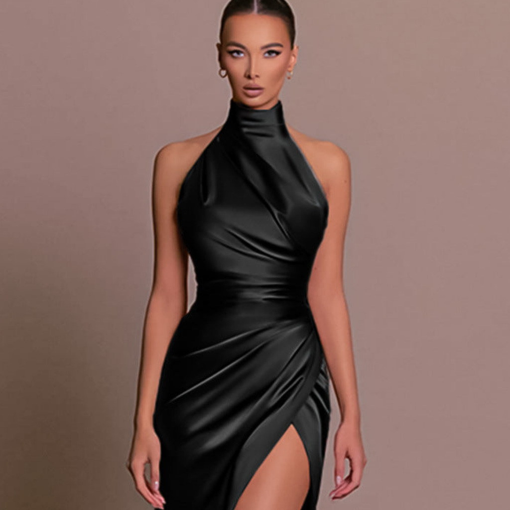 Long Evening Dress with High Collar
