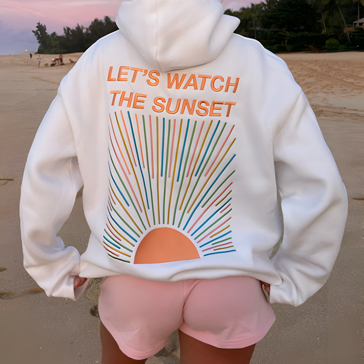 Sudadera con Capucha Oversize para Mujer – Estampado Atardecer | "Vamos a Ver el Atardecer"