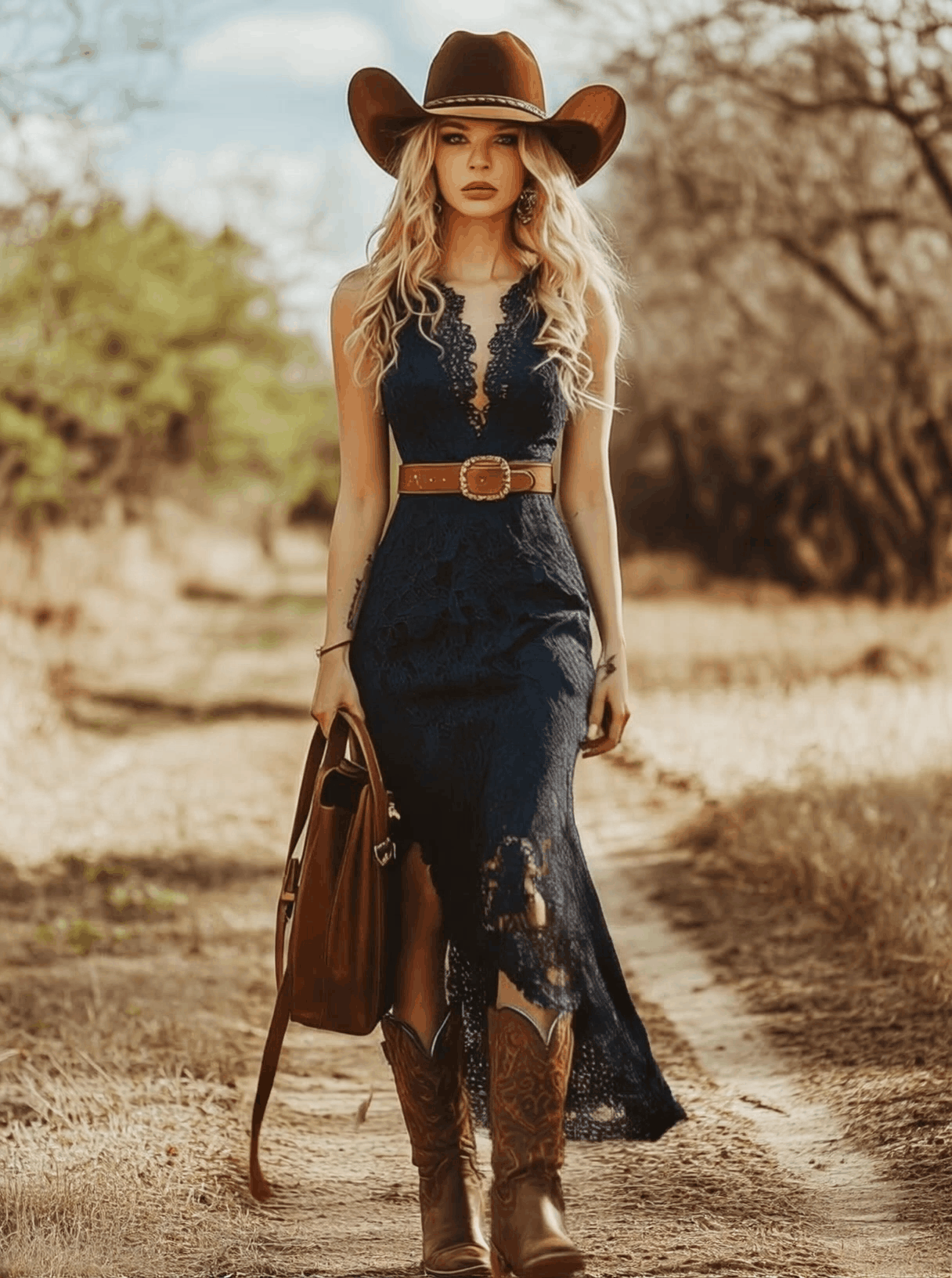 Robe Midi Femme Sans Manches Dentelle Haute Qualité Ceinturée Coupe Ample Vintage Bohème Bleue – Bohème Dentelle