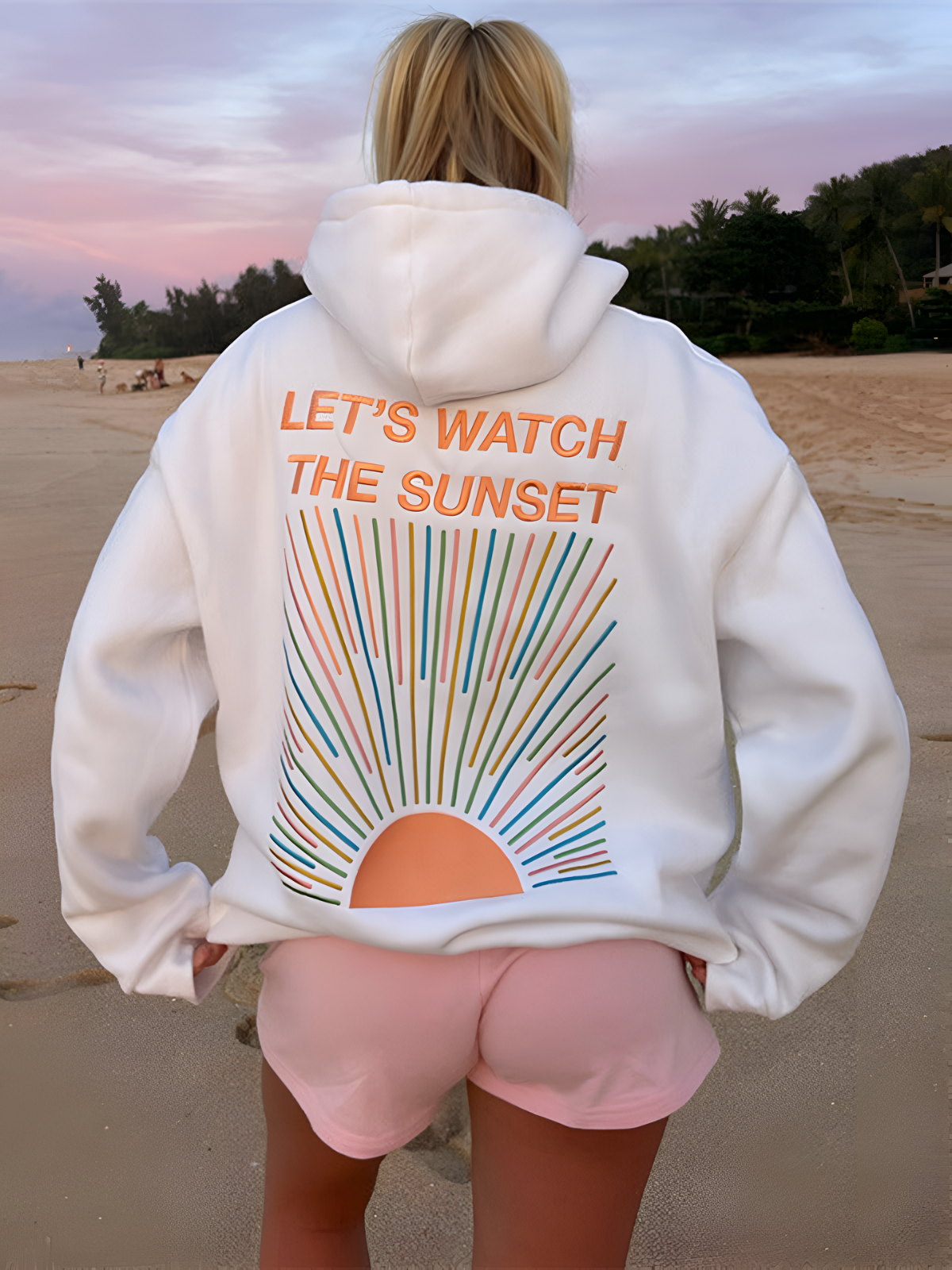 Sudadera con Capucha Oversize para Mujer – Estampado Atardecer | "Vamos a Ver el Atardecer"