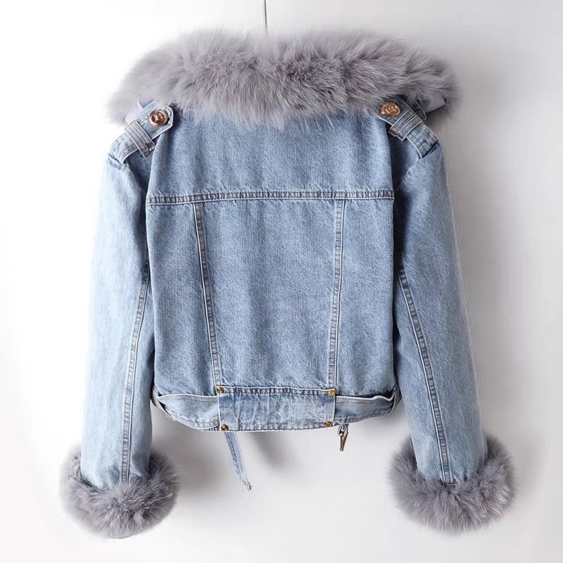 Manteau Denim à Fourrure Amovible – Chic & Chaleureux