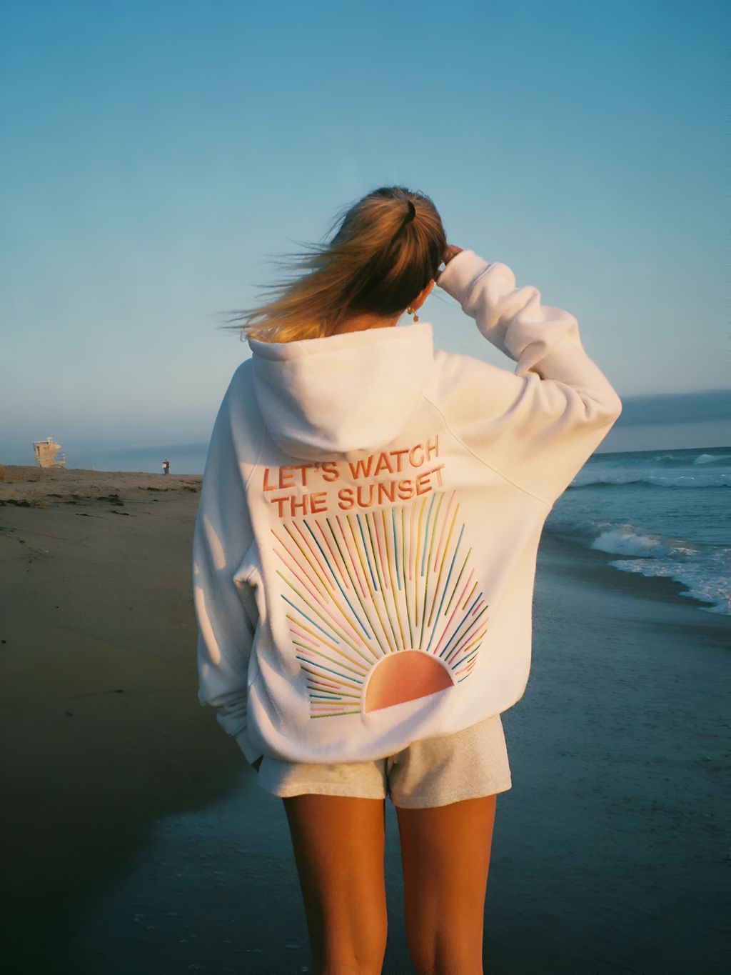 Sudadera con Capucha Oversize para Mujer – Estampado Atardecer | "Vamos a Ver el Atardecer"