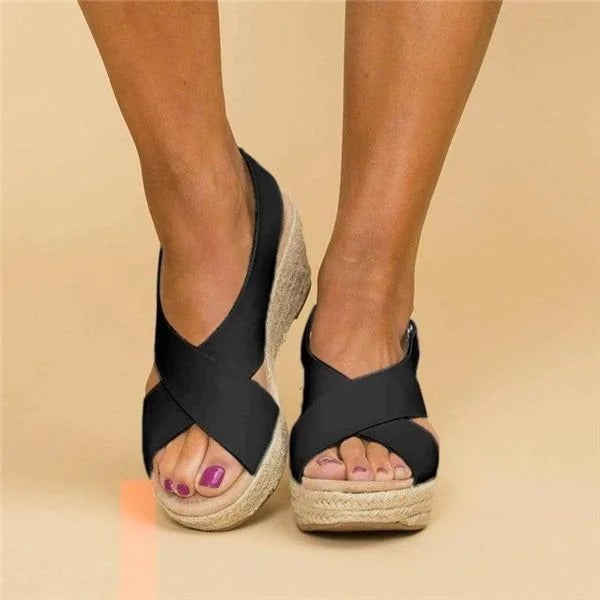 Comfortable Wedge Sandals for Women with Crossed Straps