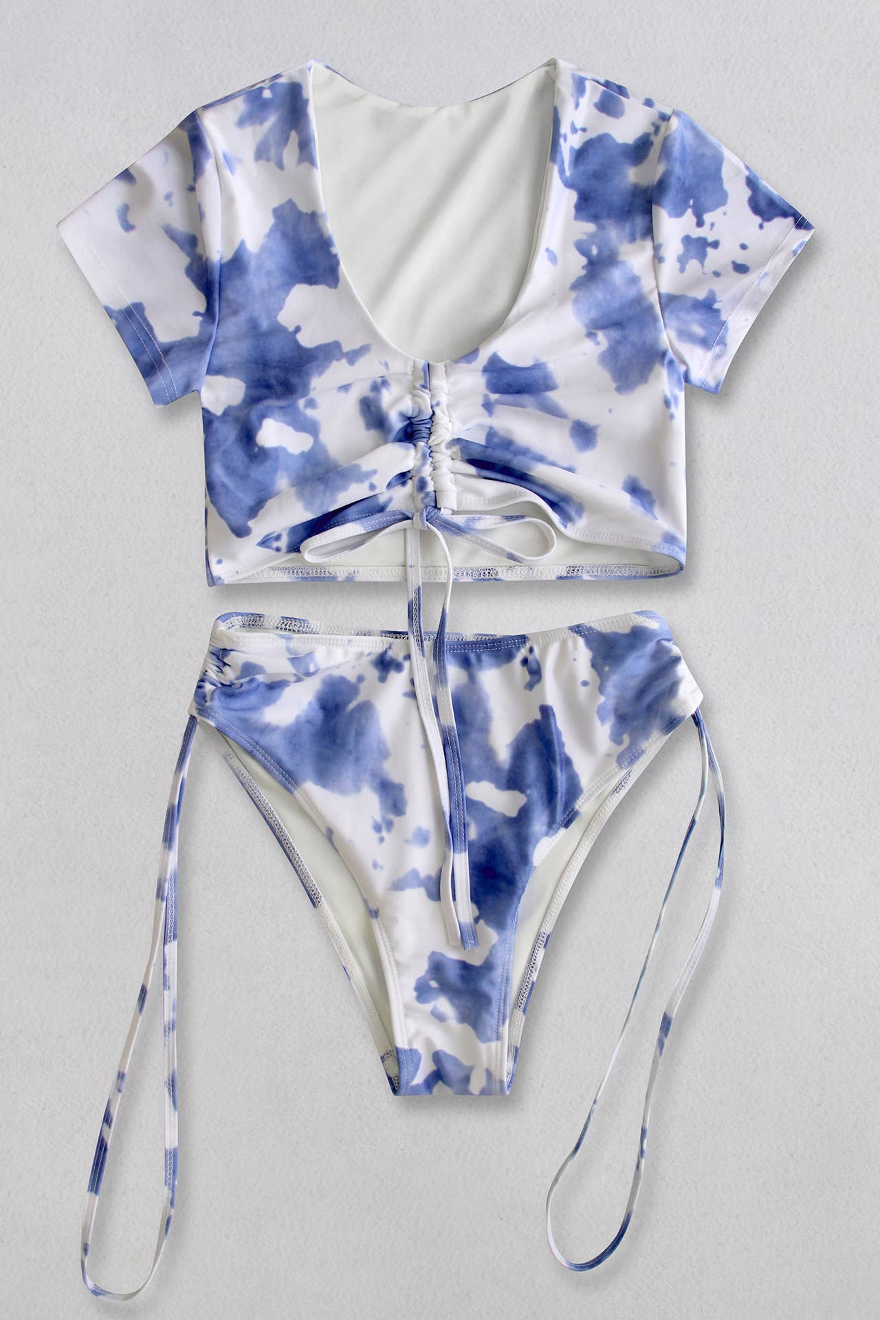 Costume da bagno due pezzi donna effetto sfumato – Top a maniche corte e slip a vita alta