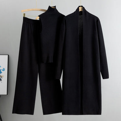 Ensemble 3 Pièces Femme – Cardigan Long, Gilet Sans Manches & Pantalon Large
