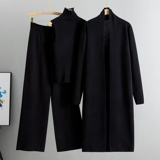 Ensemble 3 Pièces Femme – Cardigan Long, Gilet Sans Manches & Pantalon Large