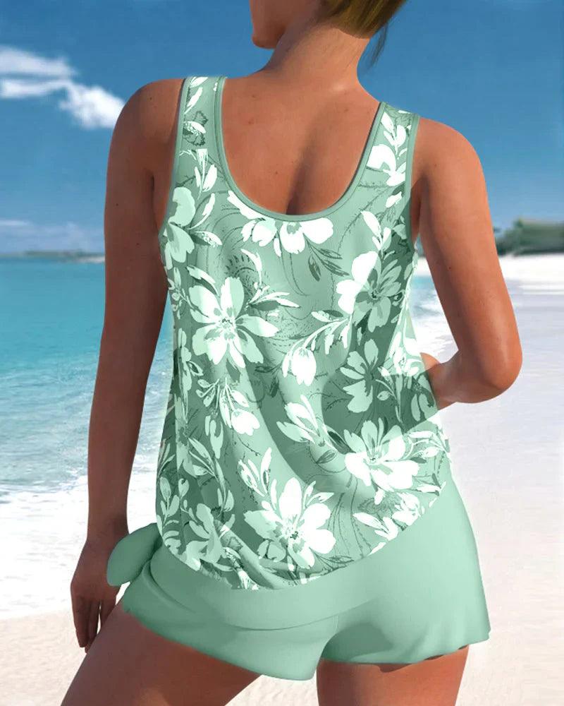 Ensemble Tankini Femme avec Haut Long et Boyshort