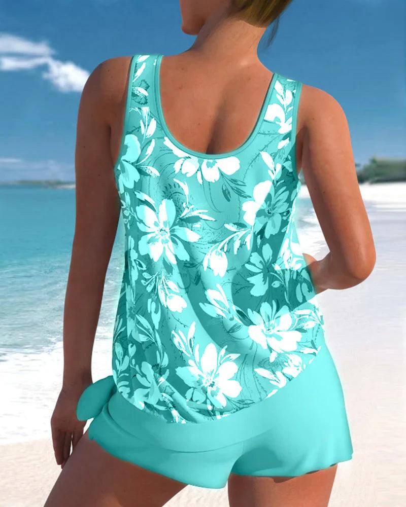 Ensemble Tankini Femme avec Haut Long et Boyshort