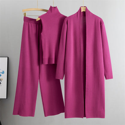Ensemble 3 Pièces Femme – Cardigan Long, Gilet Sans Manches & Pantalon Large