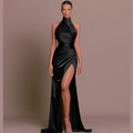 Long Evening Dress with High Collar