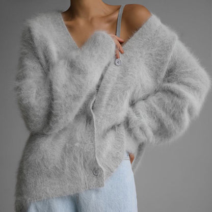 Gilet Femme Col V Boutonné – Automne/Hiver