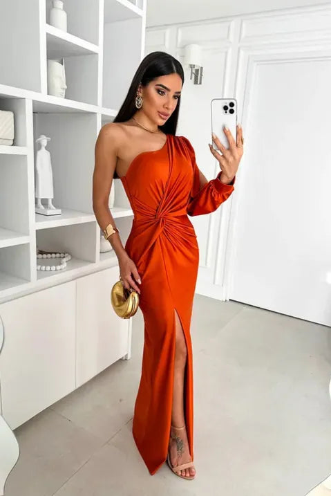 Long Evening Dress with One Shoulder