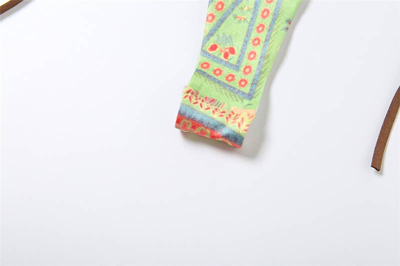 Bikini Dos Piezas Mujer Push-Up Estampado – Lazos para Atar & Cintura Ajustable