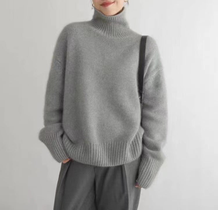 Pull Femme Col Roulé Oversize en Cachemire – Doux, Chaud & Élégant
