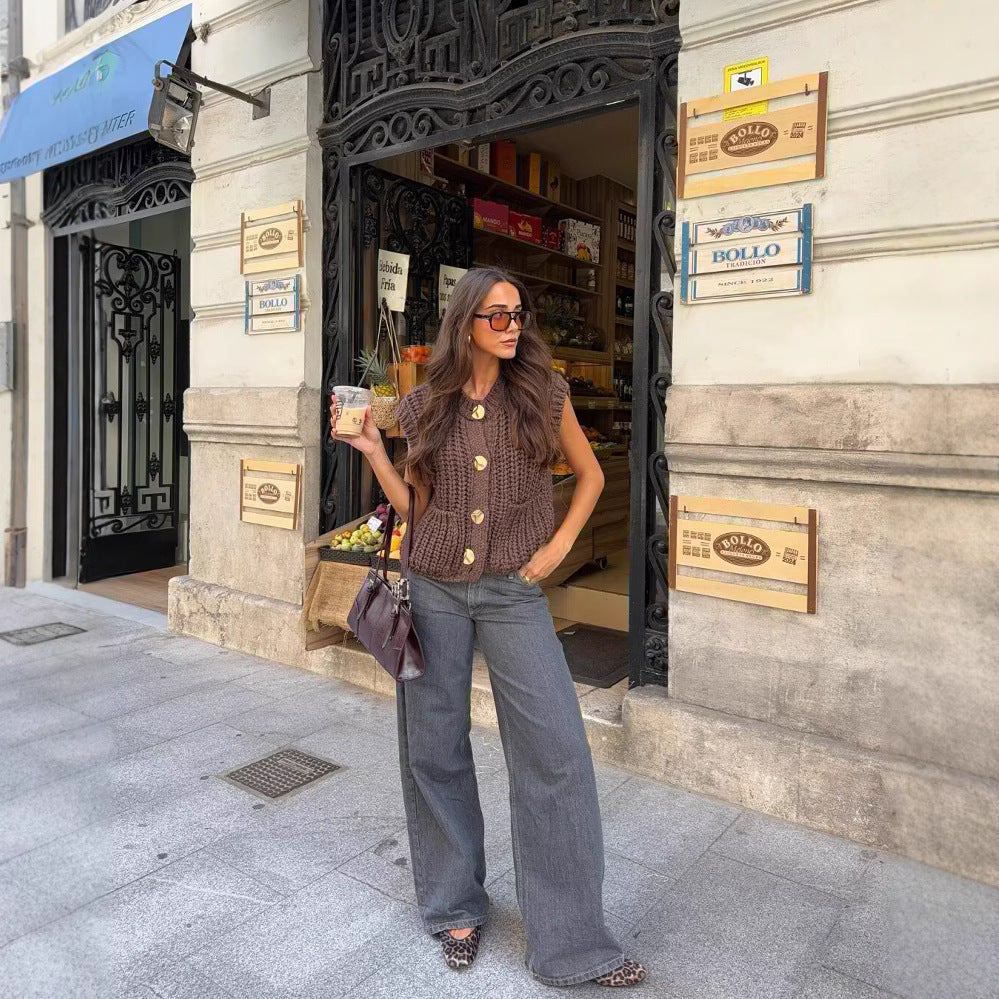 Gilet LYNA – Maille Épaisse Sans Manches, Élégance Naturelle