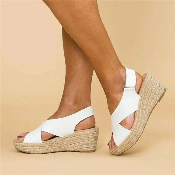 Comfortable Wedge Sandals for Women with Crossed Straps