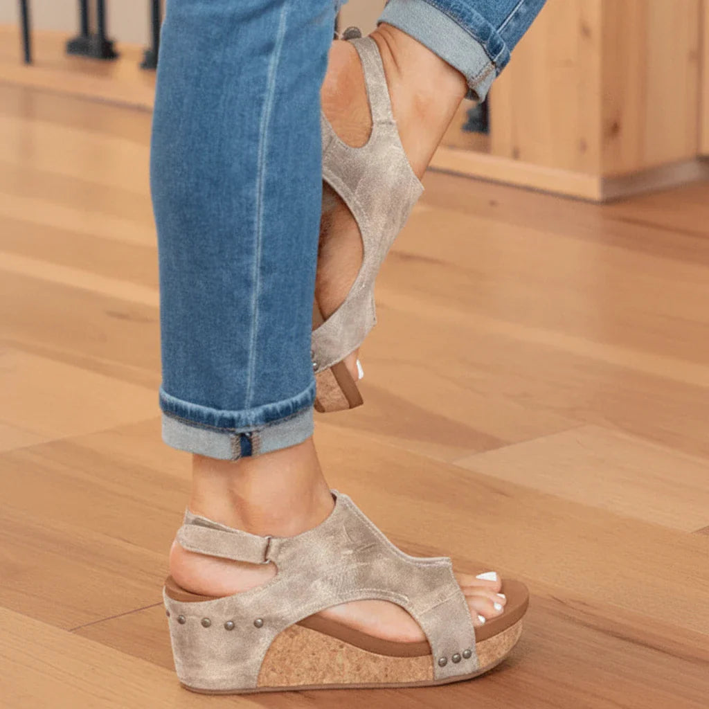 Sandales Wedge Orthopédiques Plateforme Femme Été Embout Large Soulagement Immédiat Voûte Plantaire Noir Beige – Plateforme