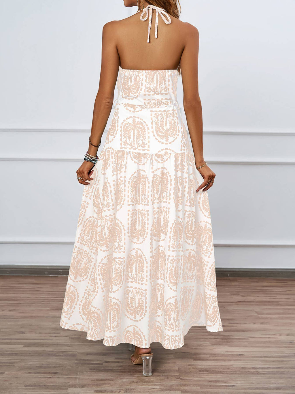 Long Backless Printed Beach Dress – Maya