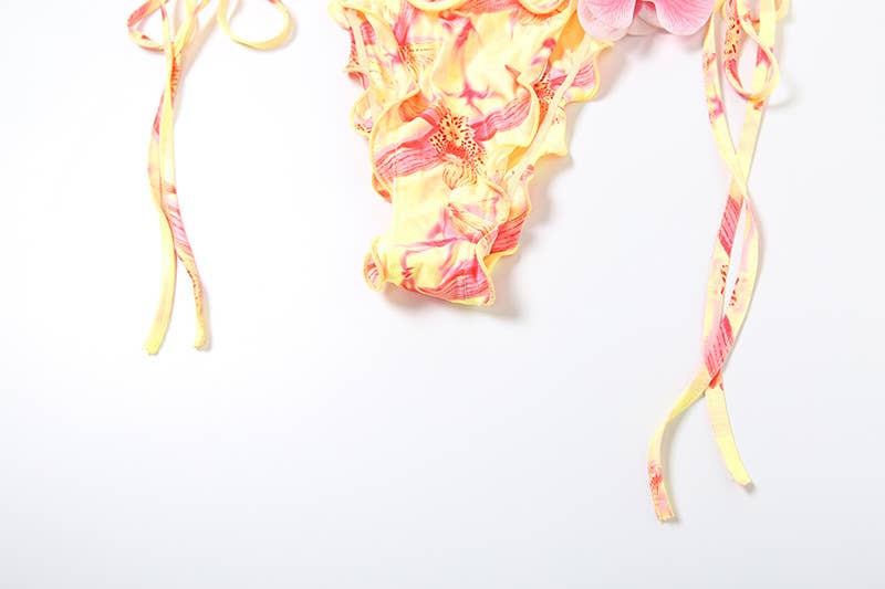 Bikini 2 Pezzi Donna Stampa Floreale – Triangolo da Annodare & Slip a Vita Bassa