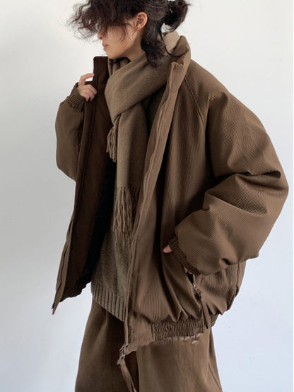 Manteau Matelassé à Rayures – Chic Rétro & Confortable