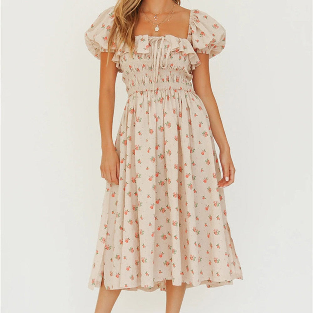 Robe Chic à Taille Haute & Manches Bouffantes