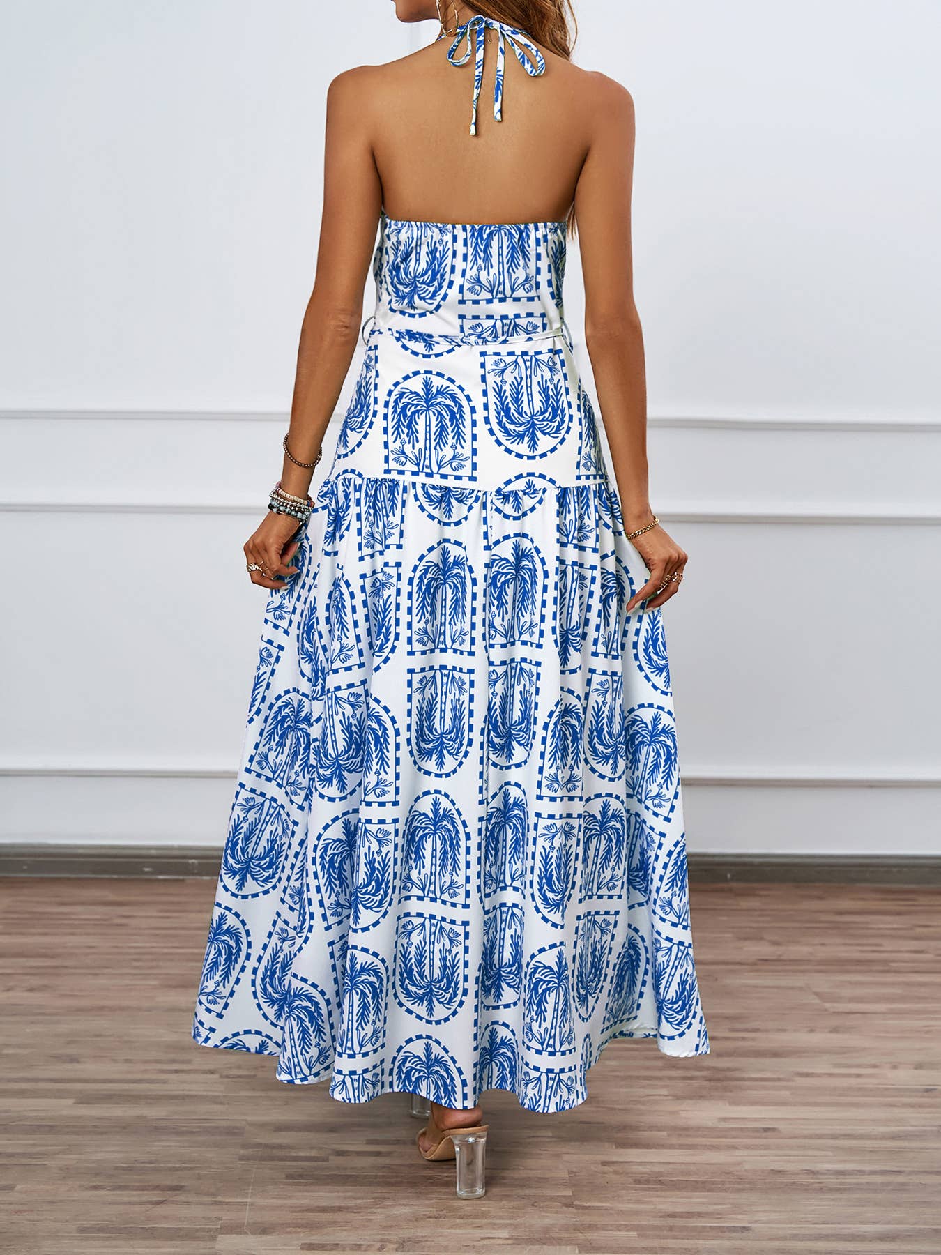 Long Backless Printed Beach Dress – Maya