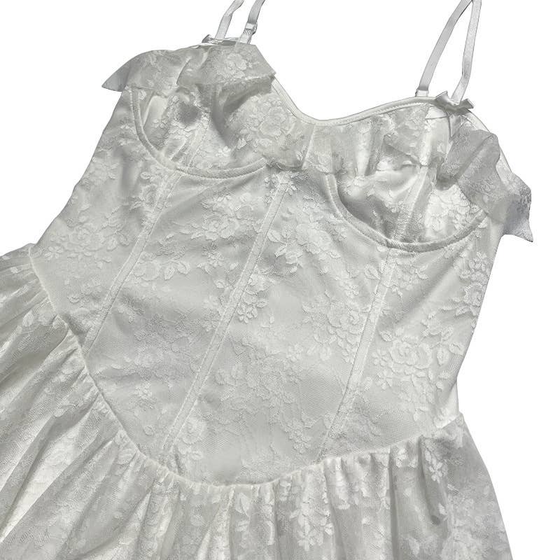 Vestido Corto Halter con Falda de Encaje – Livia