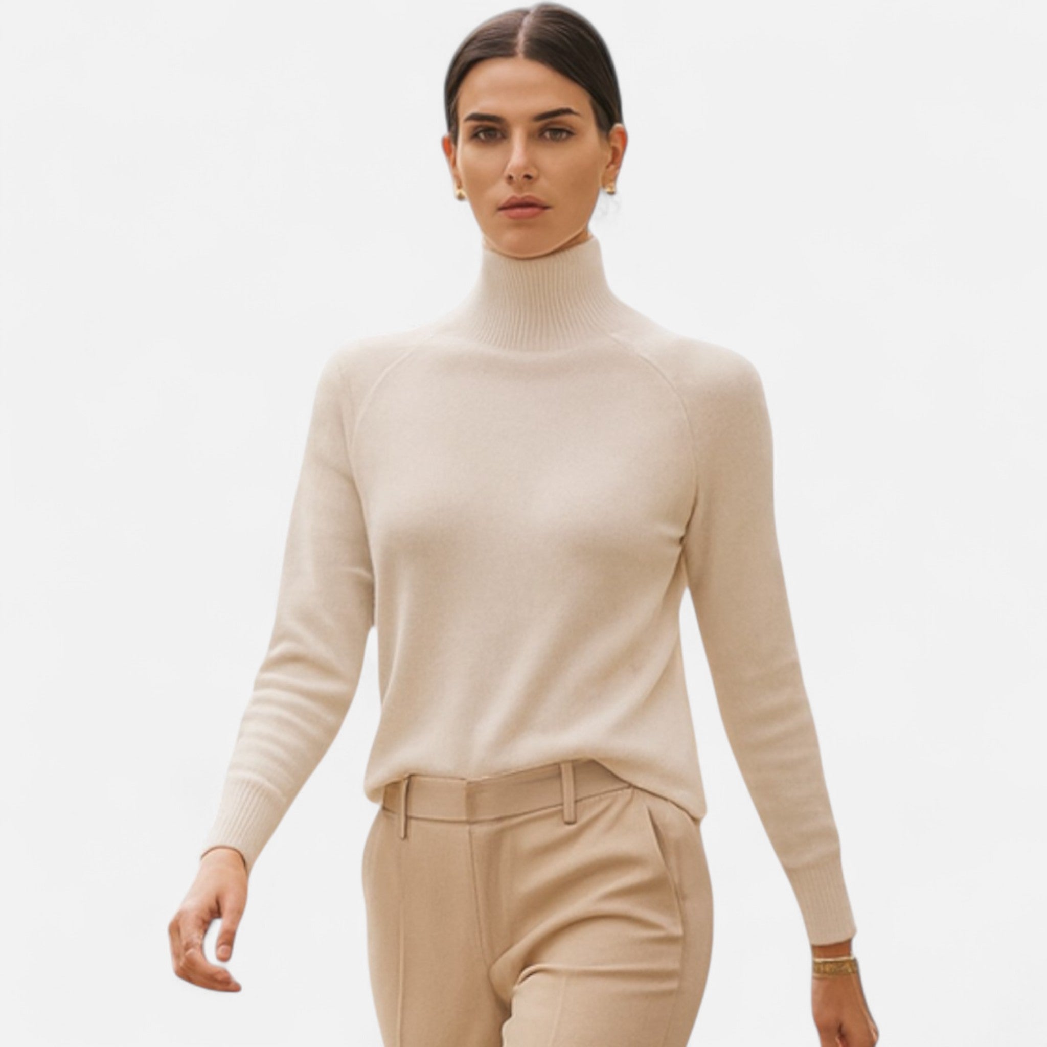 Maglione Donna Collo Alto in Lana Merino e Cachemire – Maglia Calda Elegante