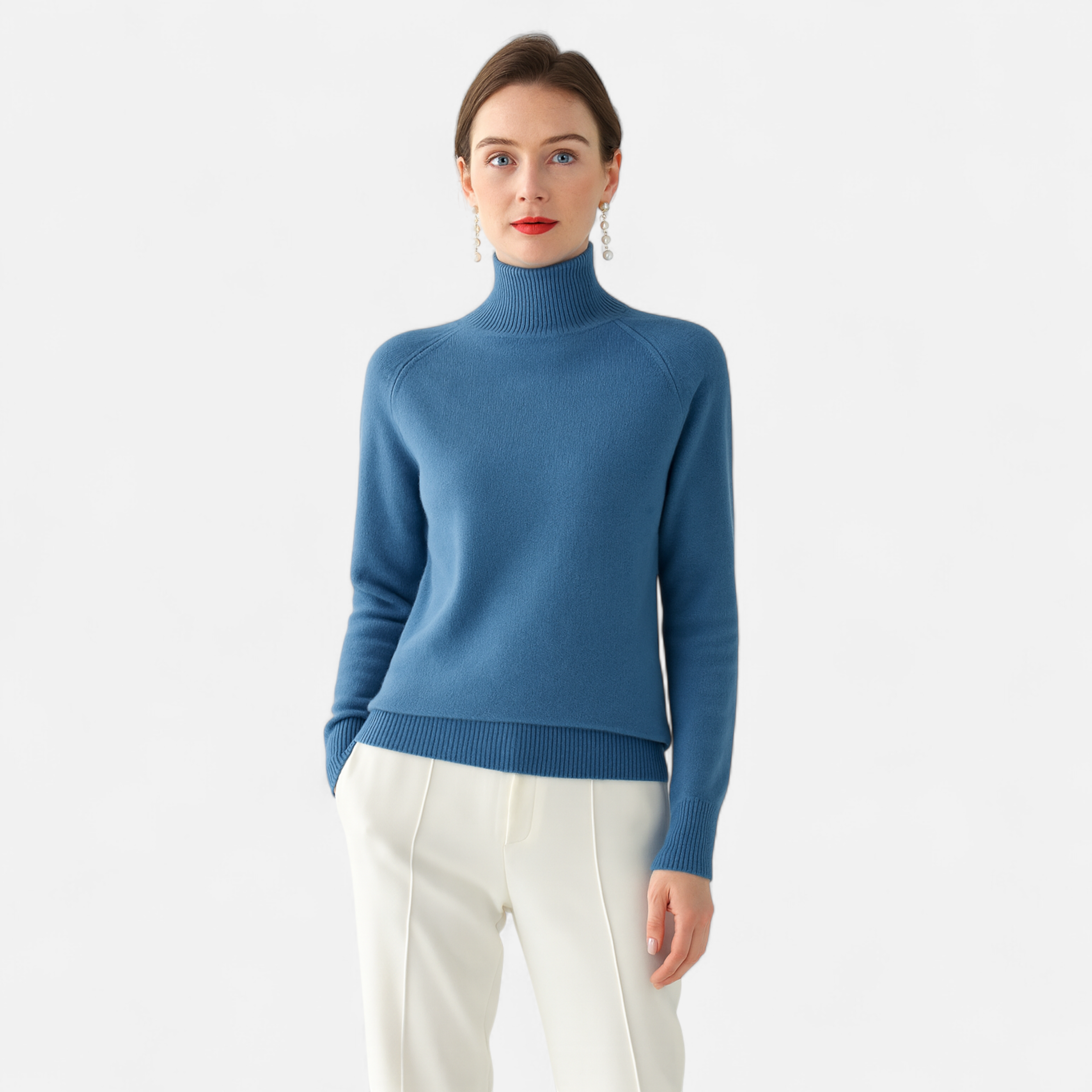 Maglione Donna Collo Alto in Lana Merino e Cachemire – Maglia Calda Elegante