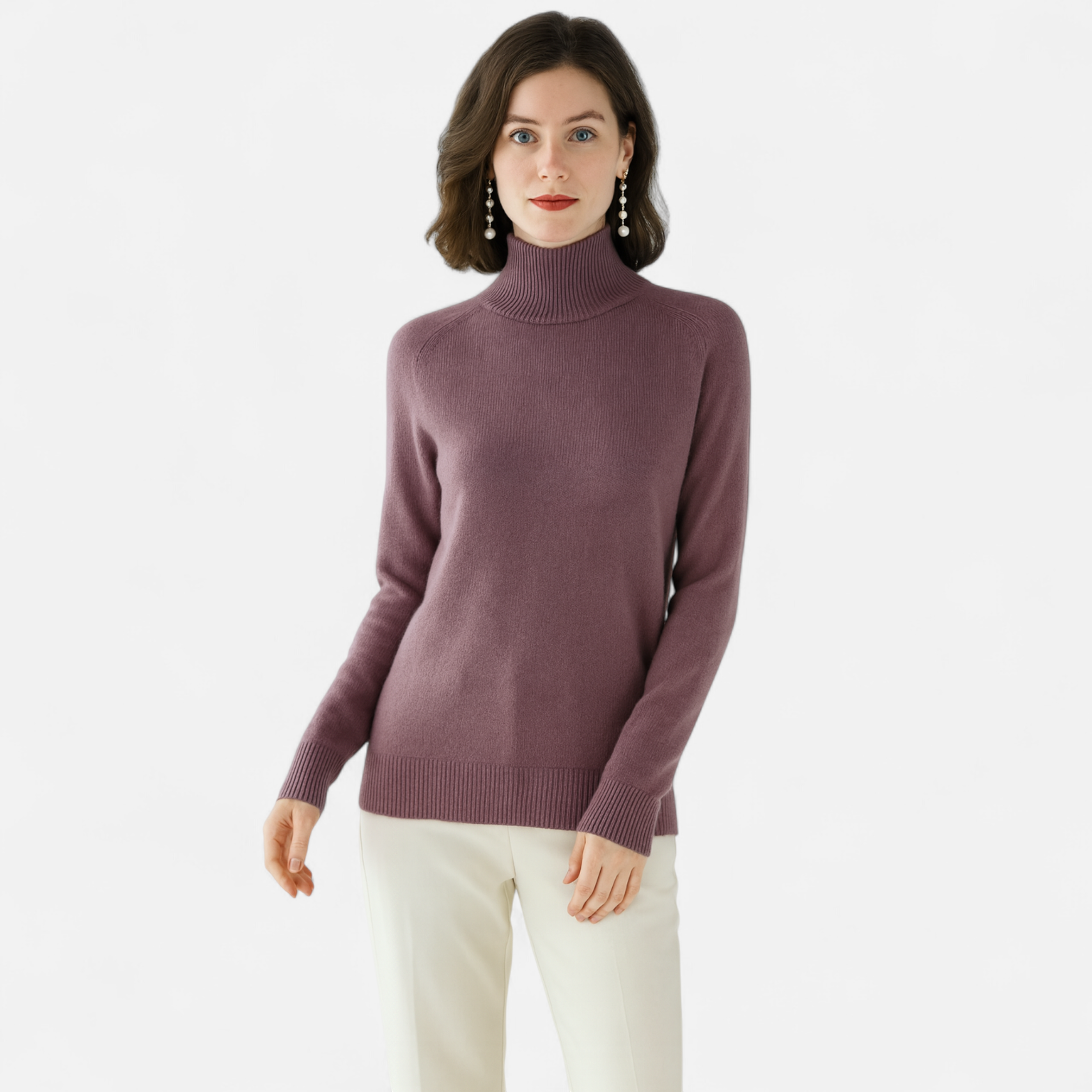 Maglione Donna Collo Alto in Lana Merino e Cachemire – Maglia Calda Elegante