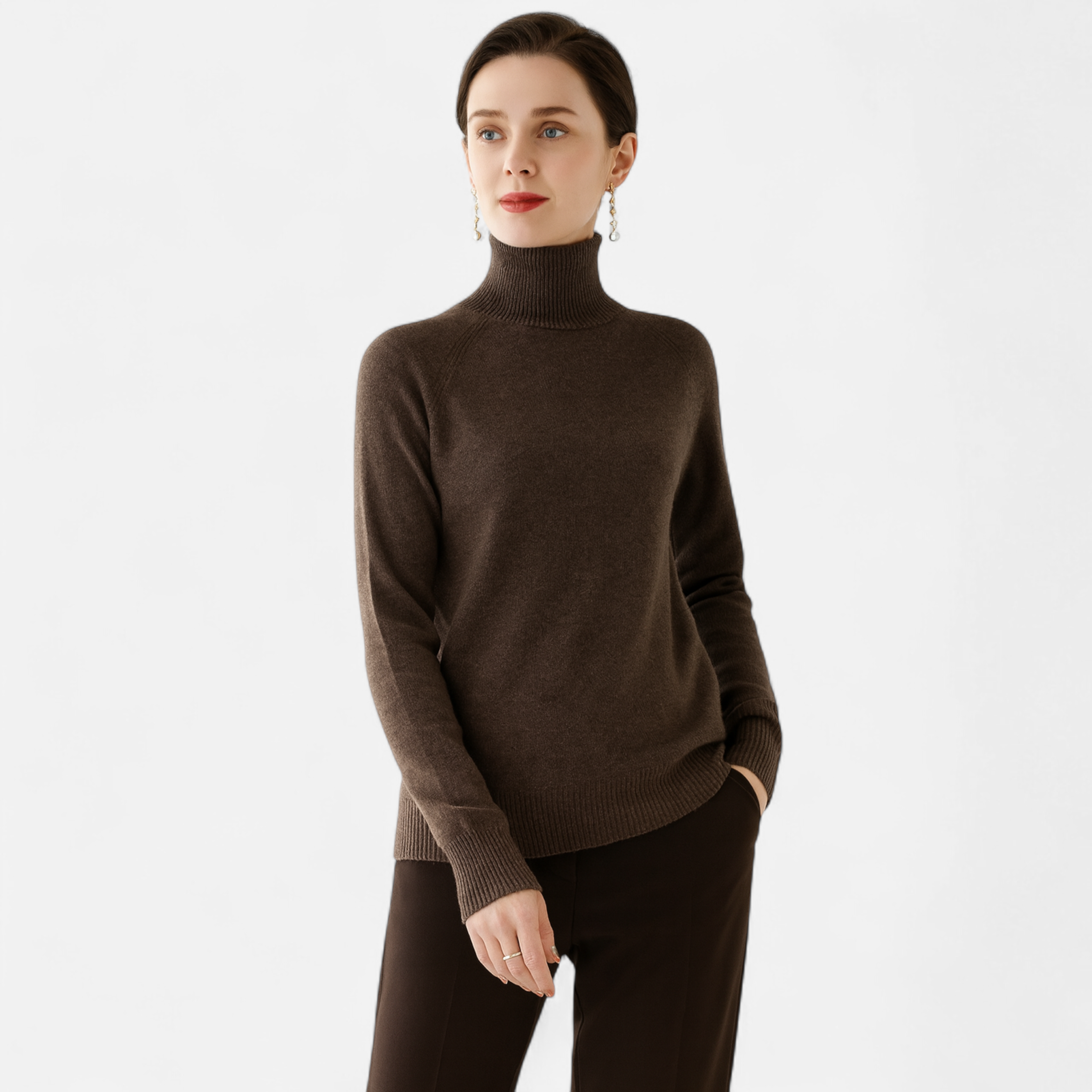 Maglione Donna Collo Alto in Lana Merino e Cachemire – Maglia Calda Elegante