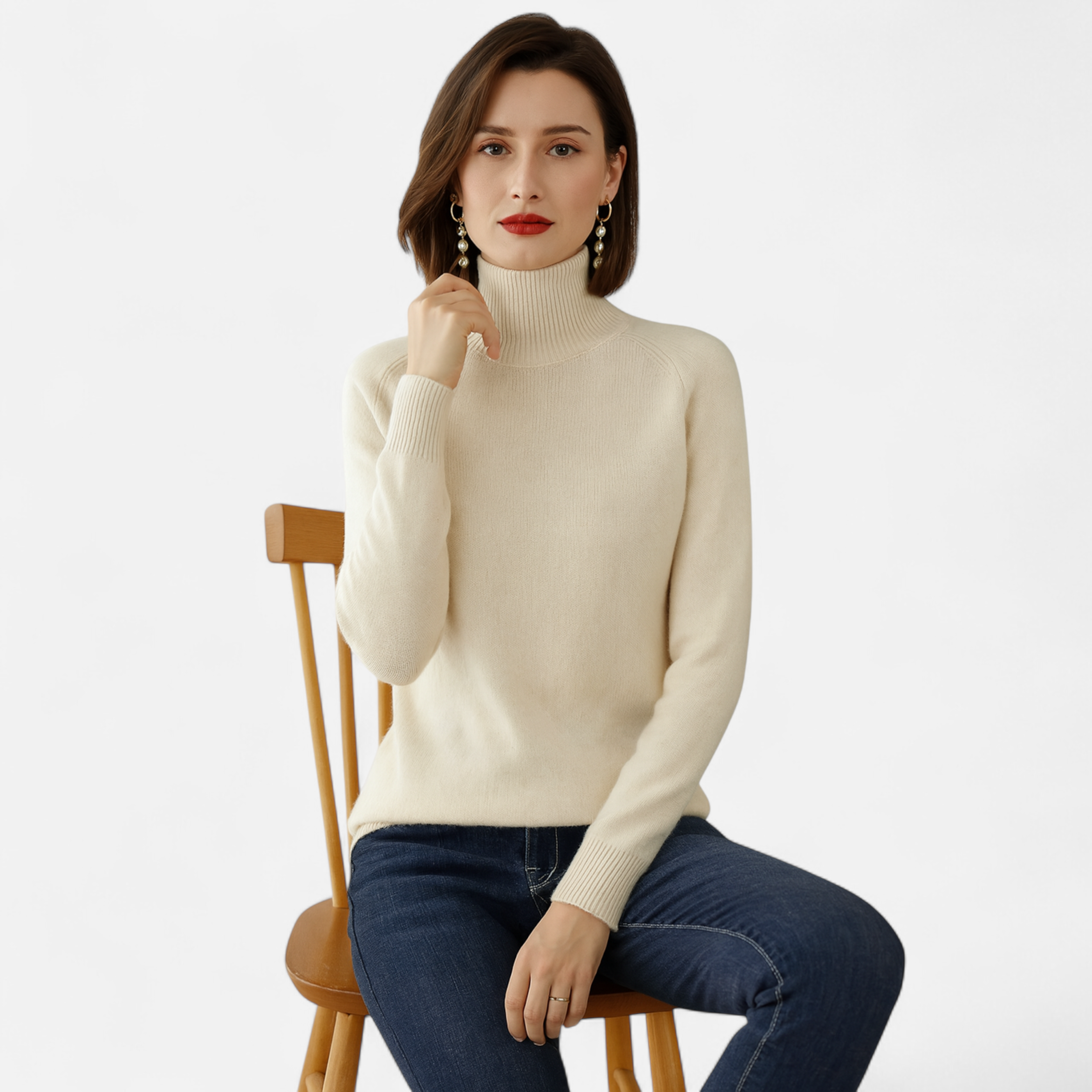 Maglione Donna Collo Alto in Lana Merino e Cachemire – Maglia Calda Elegante