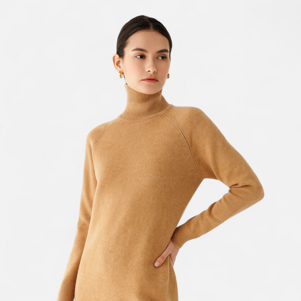 Women's High Neck Merino Wool & Cashmere Sweater – Warm Chic Knit